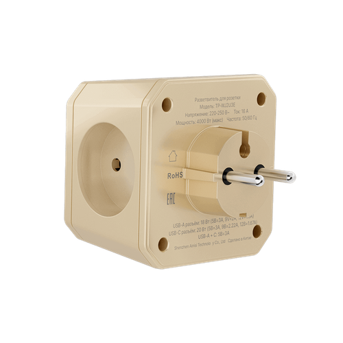 Купить Разветвитель AGNI TP-WJ2U3E-ivory бежевый  9354086. Характеристики, отзывы и цены в Донецке