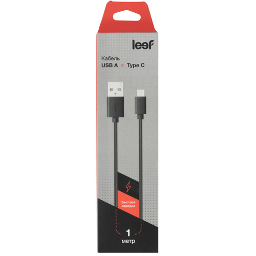 Купить Кабель Leef USB Type-C - USB Type-A черный  5608608. Характеристики, отзывы и цены в Донецке