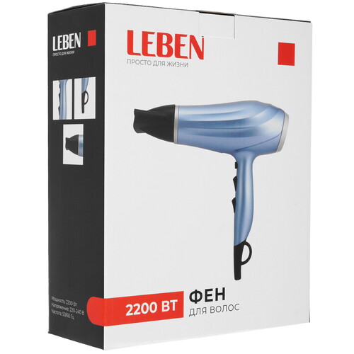Купить Фен LEBEN 259-217 голубой/серый  9237128. Характеристики, отзывы и цены в Донецке