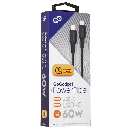 Купить Кабель круглый GoGadget USB Type-C - USB Type-C черный 1.2 м  9206828. Характеристики, отзывы и цены в Донецке