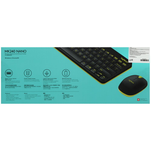 Купить Клавиатура+мышь беспроводная   Logitech MK240 Nano Black черный  5464671. Характеристики, отзывы и цены в Донецке