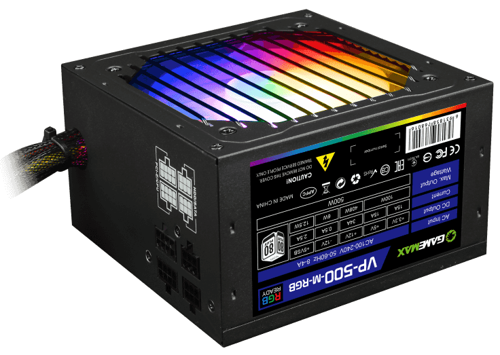 Купить Блок питания GameMax VP-500 Modular RGB [VP-500-M-RGB] черный  5369913. Характеристики, отзывы и цены в Донецке