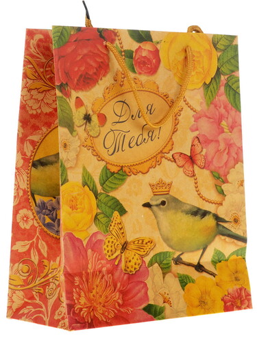Купить Пакет подарочный Сима-Ленд Цветы с птицами  1005494. Характеристики, отзывы и цены в Донецке