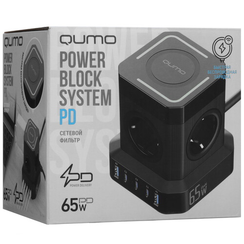 Купить Сетевой фильтр Qumo Power Block System PD1 SFU2PD черный  5489821. Характеристики, отзывы и цены в Донецке