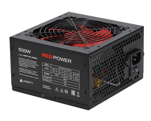 Купить Блок питания Azerty RPL-500BAR [120-0472] красный, черный  9232745. Характеристики, отзывы и цены в Донецке