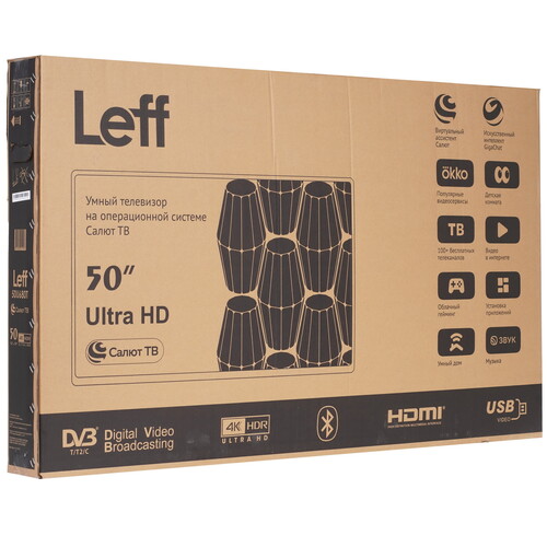 Купить 49.5" (126 см) Телевизор Leff 50U680T черный  9229063. Характеристики, отзывы и цены в Донецке