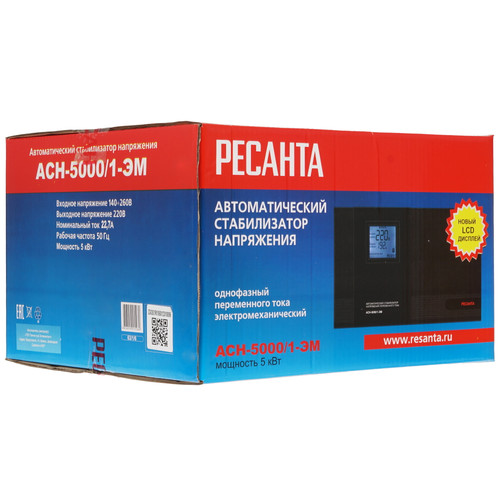 Купить Стабилизатор напряжения Ресанта АСН-5000/1-ЭМ  7900720. Характеристики, отзывы и цены в Донецке