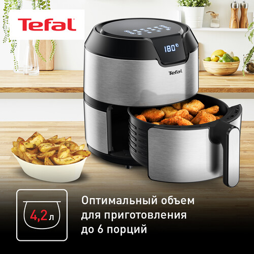Купить Аэрогриль Tefal EY401D15 серебристый  5640227. Характеристики, отзывы и цены в Донецке