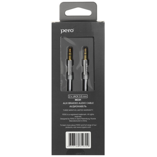 Купить Кабель   Pero jack 3.5 мм - jack 3.5 мм серебристый  5365819. Характеристики, отзывы и цены в Донецке