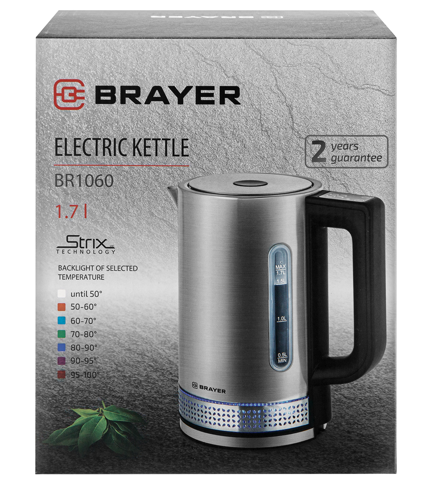 Купить Электрочайник Brayer BR1060 серебристый  9055897. Характеристики, отзывы и цены в Донецке