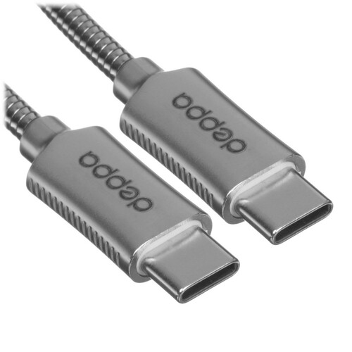 Купить Кабель круглый DEPPA USB Type-C - USB Type-C серебристый 1.2 м  9113428. Характеристики, отзывы и цены в Донецке