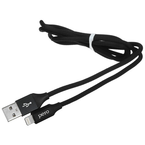 Купить Кабель круглый PERO Lightning 8-pin - USB 2.0 Type-A черный 1 м  5603567. Характеристики, отзывы и цены в Донецке