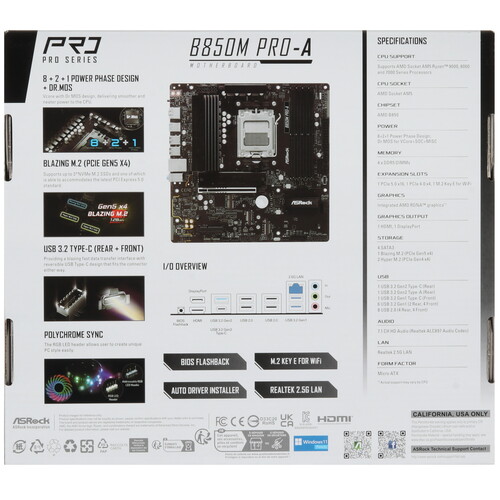 Купить Материнская плата ASRock B850M Pro A  5622724. Характеристики, отзывы и цены в Донецке