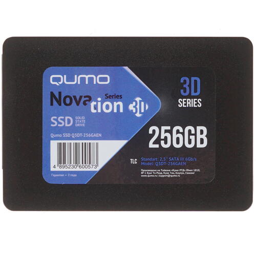 Купить 256 ГБ 2.5" SATA накопитель QUMO Novation 3D [Q3DT-256GAEN]  1386201. Характеристики, отзывы и цены в Донецке