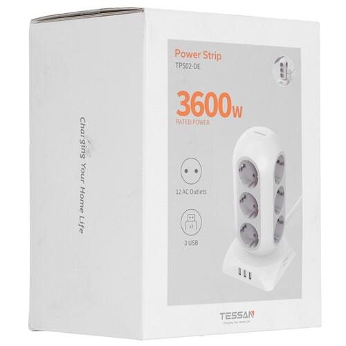 Купить Сетевой фильтр Tessan TPS02-DE белый  9124281. Характеристики, отзывы и цены в Донецке