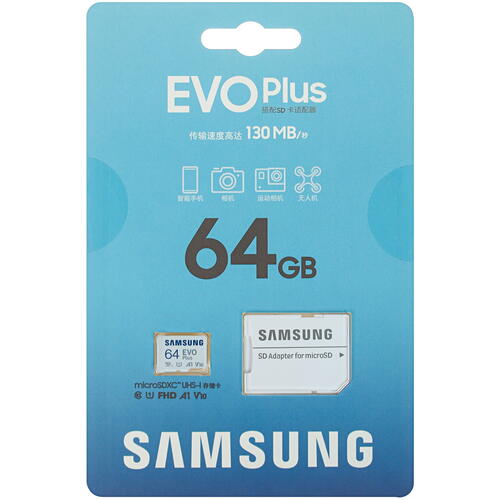 Купить Карта памяти Samsung EVO Plus microSDXC 64 ГБ [MB-MC64KA/CN]  5038200. Характеристики, отзывы и цены в Донецке