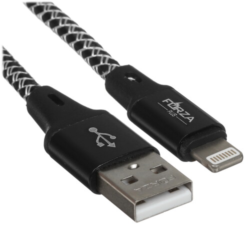Купить Кабель круглый FORZA Lightning 8-pin - USB 2.0 Type-A черный 1 м  5482388. Характеристики, отзывы и цены в Донецке