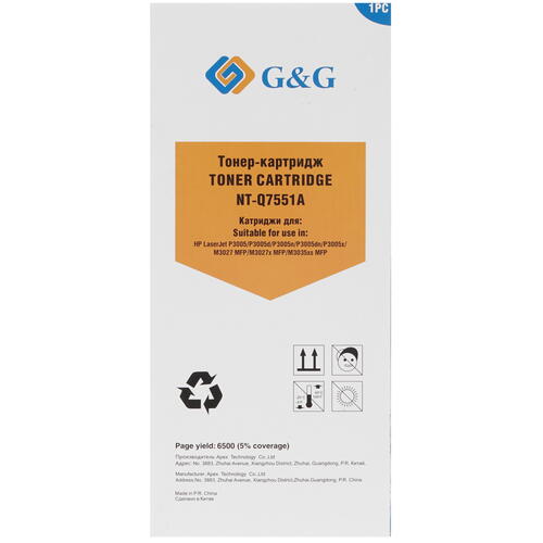 Купить Картридж лазерный G&G NT-Q7551A черный, с чипом  0186786. Характеристики, отзывы и цены в Донецке