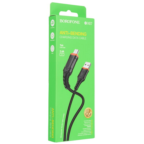 Купить Кабель круглый Borofone micro USB - USB 2.0 Type-A черный 1 м  9244377. Характеристики, отзывы и цены в Донецке