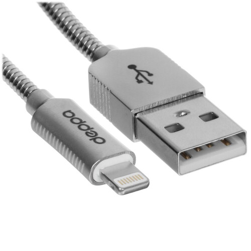 Купить Кабель круглый DEPPA Lightning 8-pin - USB 2.0 Type-A серебристый 1.2 м  9113437. Характеристики, отзывы и цены в Донецке