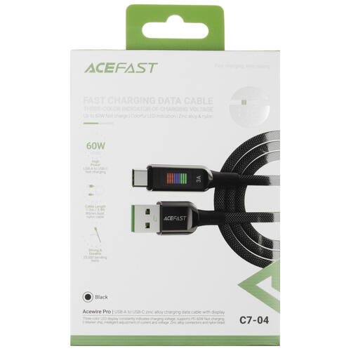 Купить Кабель круглый ACEFAST USB Type-C - USB 2.0 Type-A черный 1.2 м  5440785. Характеристики, отзывы и цены в Донецке