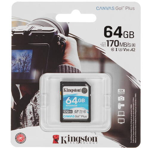 Купить Карта памяти Kingston Canvas Go! Plus SDXC 64 ГБ [SDG3/64GB]  1664083. Характеристики, отзывы и цены в Донецке