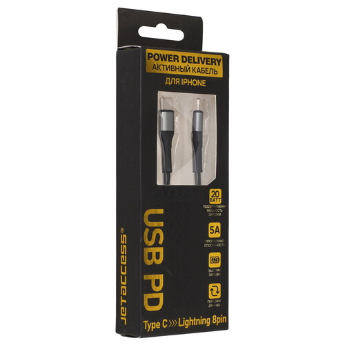 Купить Кабель круглый JETACCESS Lightning 8-pin - USB Type-C черный 2 м  5617841. Характеристики, отзывы и цены в Донецке