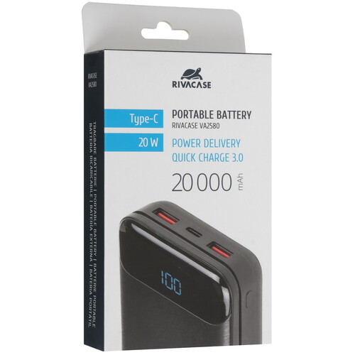 Купить Портативный аккумулятор RIVACASE VA2580 черный  9260617. Характеристики, отзывы и цены в Донецке