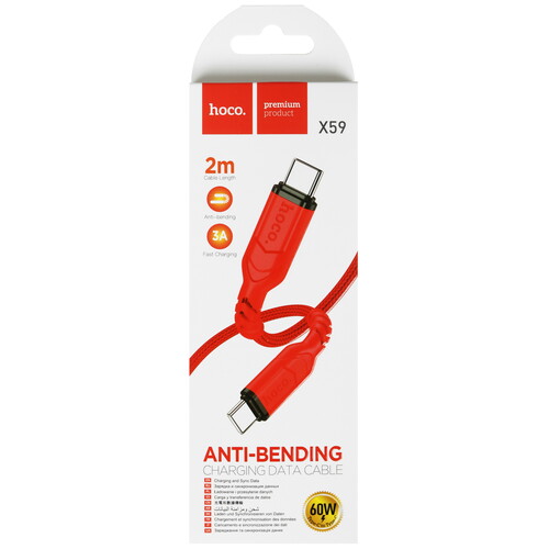 Купить Кабель круглый Hoco USB Type-C - USB Type-C красный 2 м  9238206. Характеристики, отзывы и цены в Донецке