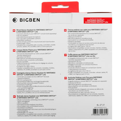 Купить Проводные наушники Nacon Bigben Nintendo Switch/Lite/OLED розовый 2021  5456084. Характеристики, отзывы и цены в Донецке