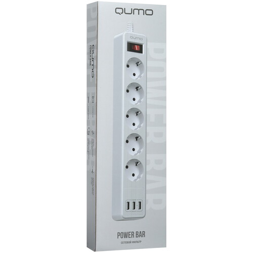 Купить Сетевой фильтр QUMO Power Bar 5SP4U (P-0005) белый  5416310. Характеристики, отзывы и цены в Донецке