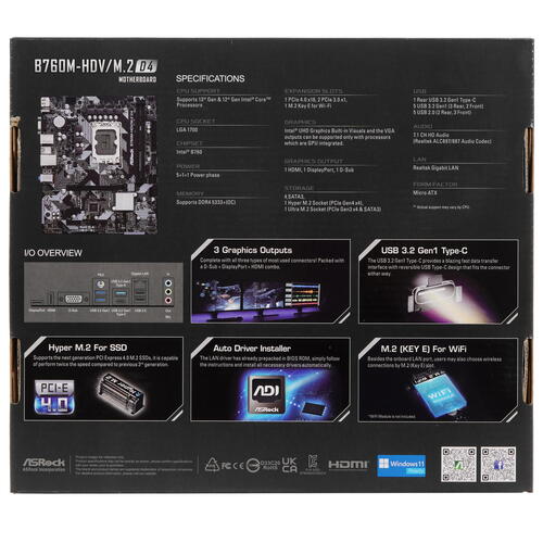 Купить Материнская плата ASRock B760M-HDV/M.2 D4  5094824. Характеристики, отзывы и цены в Донецке