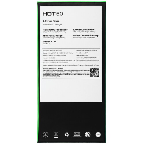 Купить 6.78" Смартфон Infinix HOT 50 256 ГБ черный  5479924. Характеристики, отзывы и цены в Донецке