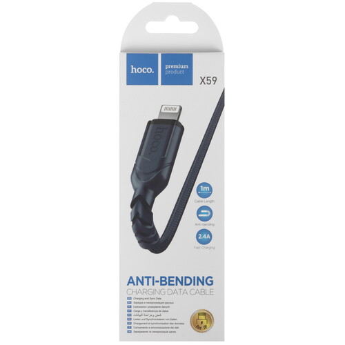 Купить Кабель круглый Hoco Lightning 8-pin - USB 2.0 Type-A синий 1 м  5475123. Характеристики, отзывы и цены в Донецке