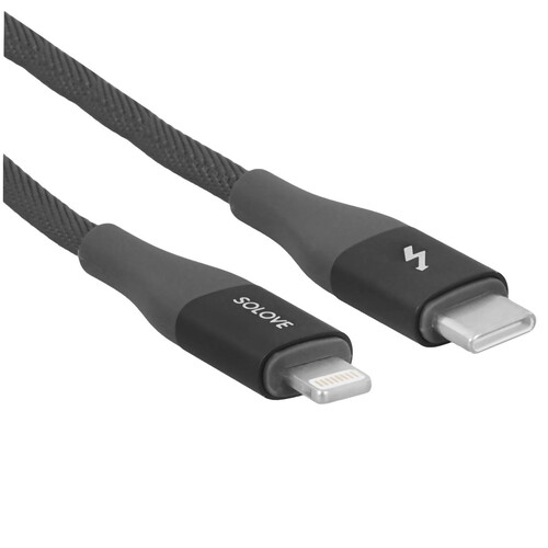 Купить Кабель круглый SOLOVE Lightning 8-pin - USB Type-C серый 1 м  5479980. Характеристики, отзывы и цены в Донецке