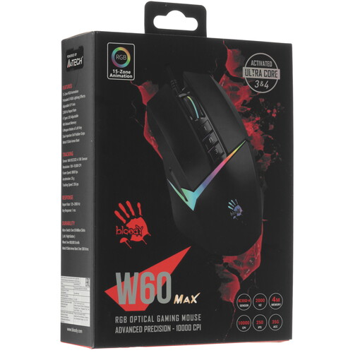 Купить Мышь проводная A4Tech Bloody W60 Max  черный  9280323. Характеристики, отзывы и цены в Донецке