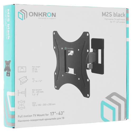 Купить Кронштейн для ТВ ONKRON M2S черный  4830316. Характеристики, отзывы и цены в Донецке