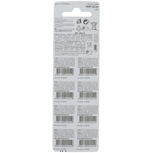 Купить Батарейка GP Alkaline плоская / LR54 (AG10/G10/LR1130/389A/189)  1356955. Характеристики, отзывы и цены в Донецке