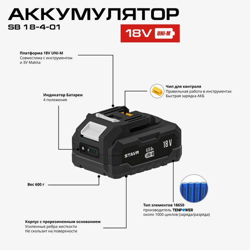 Купить Аккумулятор Stavr SB 18-4-01  9154420. Характеристики, отзывы и цены в Донецке