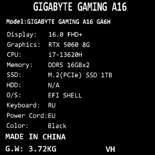 Купить 16" Ноутбук GIGABYTE GAMING A16 CVH черный  5638085. Характеристики, отзывы и цены в Донецке