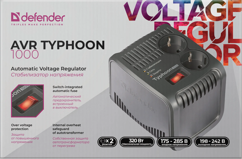 Купить Стабилизатор напряжения Defender AVR Typhoon 1000  5338705. Характеристики, отзывы и цены в Донецке