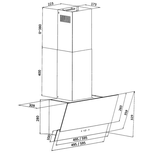 Купить Вытяжка наклонная DEXP CH50-SVF белый/белый  9160550. Характеристики, отзывы и цены в Донецке