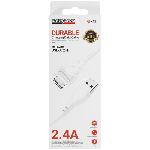 Купить Кабель круглый Borofone Lightning 8-pin - USB 2.0 Type-A белый 1 м  5635295. Характеристики, отзывы и цены в Донецке