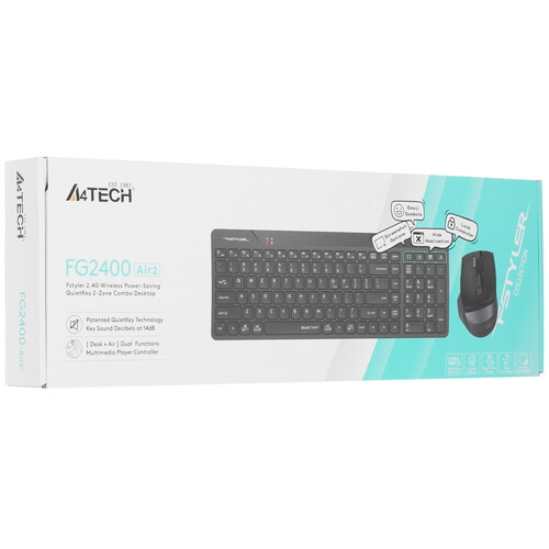 Купить Клавиатура+мышь беспроводная   A4Tech Fstyler FG2400 Air 2 черный  5495128. Характеристики, отзывы и цены в Донецке
