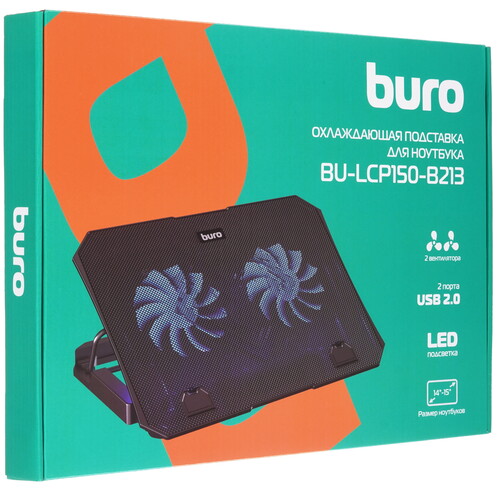 Купить Охлаждающая подставка Buro BU-LCP150-B213 черный  5482603. Характеристики, отзывы и цены в Донецке