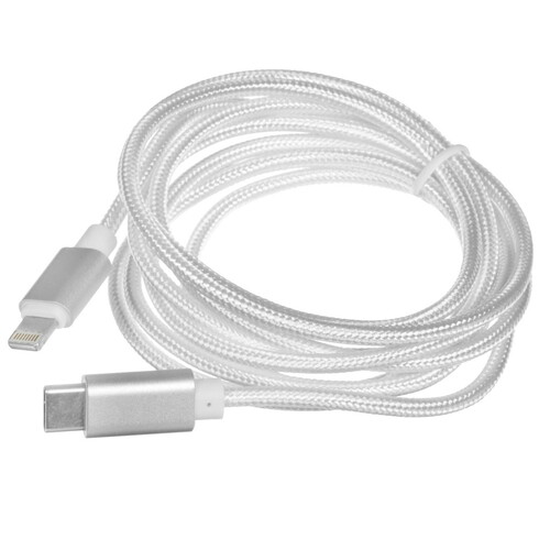 Купить Кабель круглый Атом Lightning 8-pin - USB Type-C серебристый 1.8 м  5480097. Характеристики, отзывы и цены в Донецке