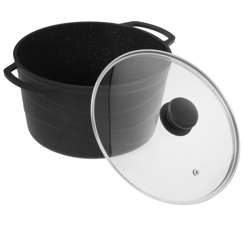 Купить Кастрюля НМП Литая Каменная 186650 5 л 24 см черный  9149670. Характеристики, отзывы и цены в Донецке