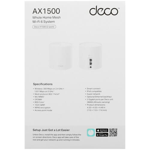 Купить MESH-комплект TP-Link Deco X1500 (2-pack)  5442080. Характеристики, отзывы и цены в Донецке