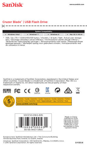 Купить Память USB Flash 16 ГБ SanDisk Cruzer Blade  0137274. Характеристики, отзывы и цены в Донецке