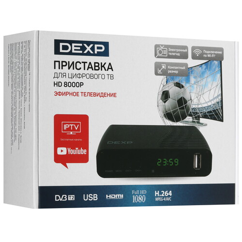 Купить Приставка для цифрового ТВ DEXP HD 8000P черный  5610357. Характеристики, отзывы и цены в Донецке